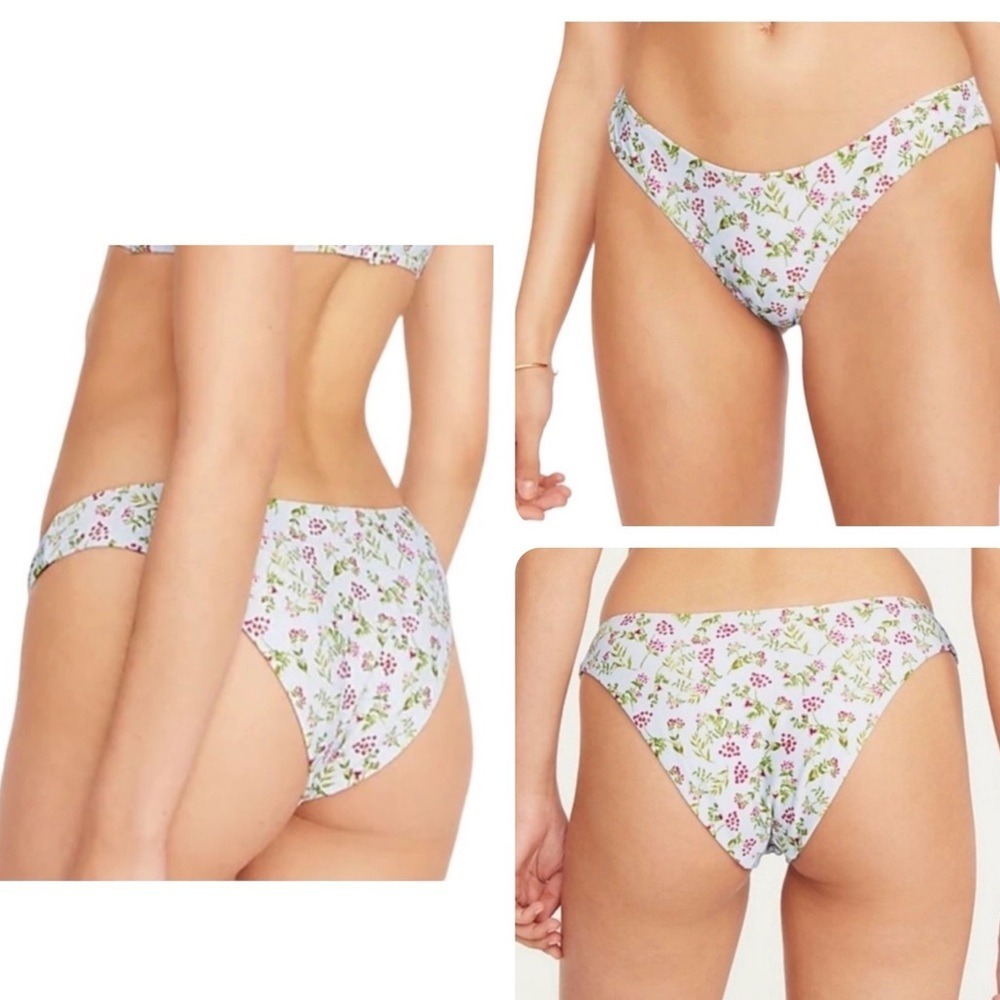J. Crew Curved-Waist Cheeky Bikini Bottom In Cloud Meadow Floral– Size M
